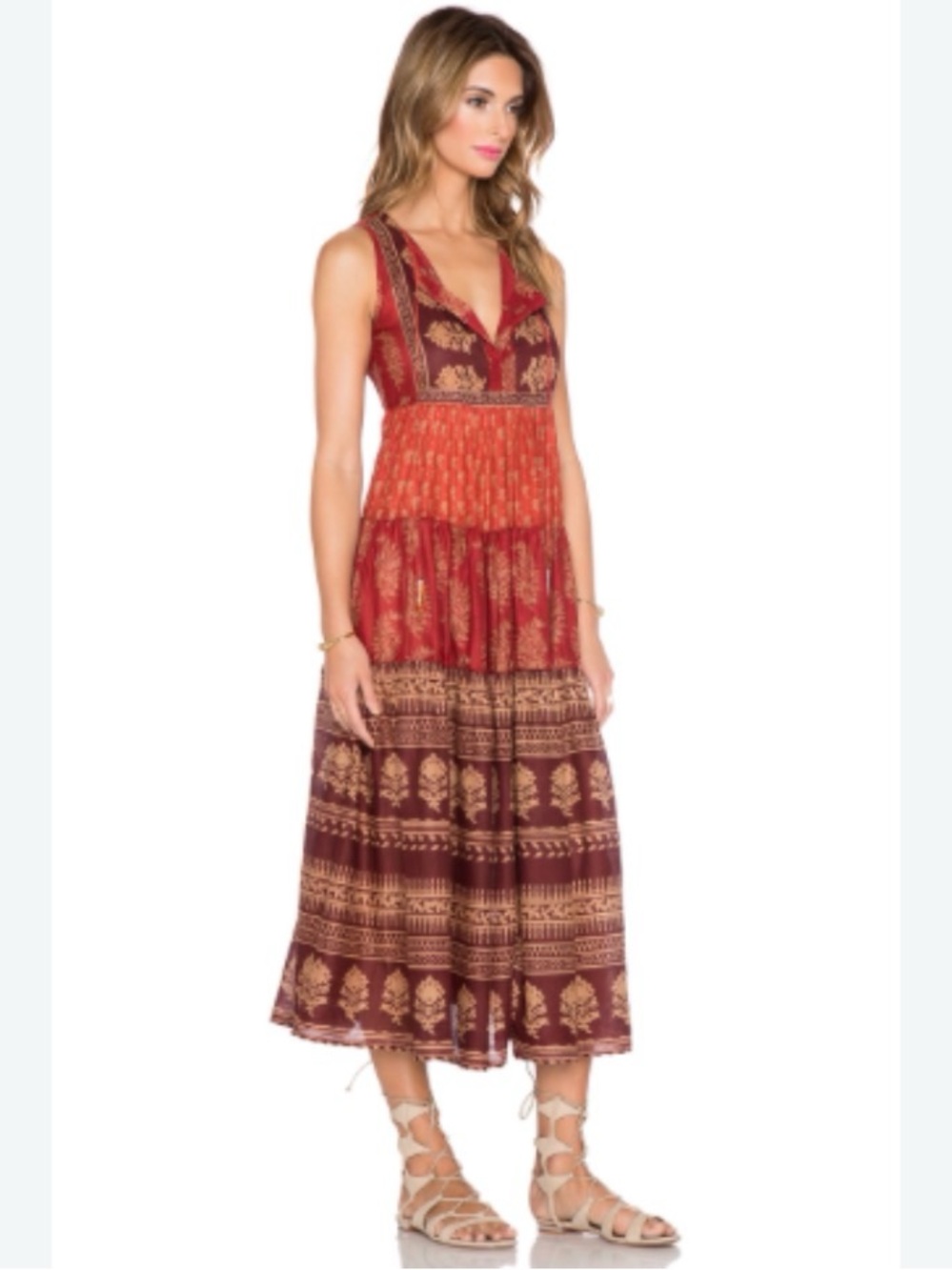 Raga Maxi Dress in Red and Burgundy